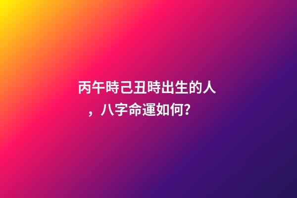 丙午時己丑時出生的人，八字命運如何？